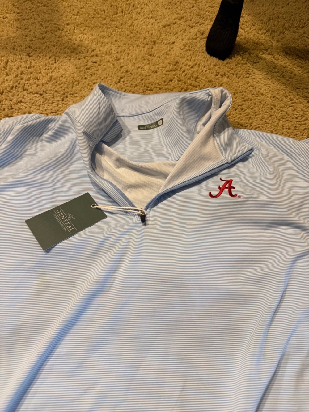 Genteal x Alabama Light Blue Quarter-Zip Polo